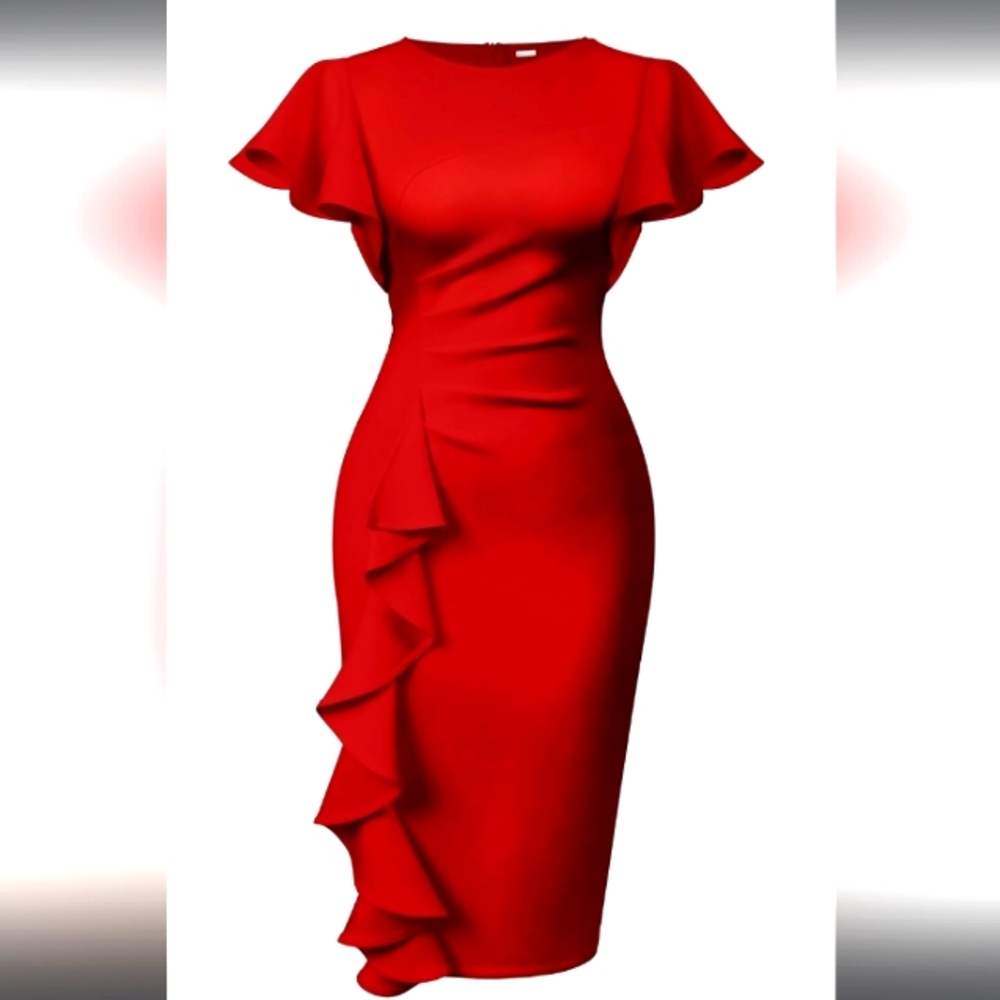 Memoriesea Red Ruffle Dress - Picture 4 of 5